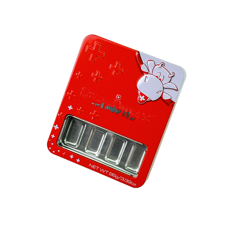 OEM 食品グレード長方形チョコレート錫ボックス ウィンドウ カバー食品錫缶ギフト金属ボックス サプライヤー