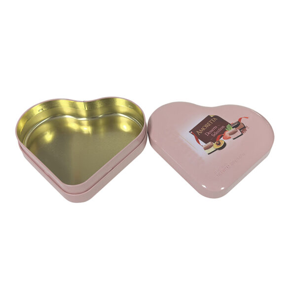 Custom logo empty candy cookie storage can metal chocolate tin can heart shape tin box - 이미지 2