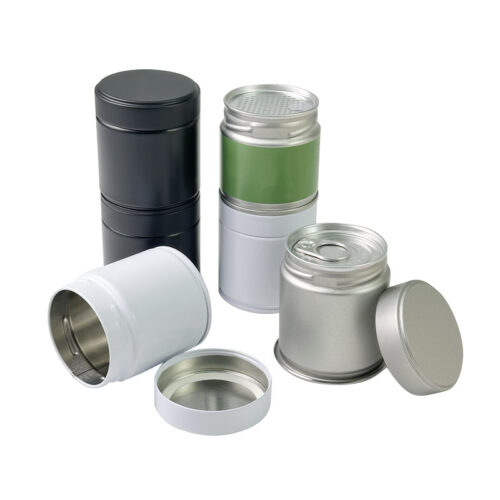 Custom 30g Printed Luxury Matcha Tea tins Food Grade Tea Powder packaging Airtight Containers Metal Round Shape tin for Tea
