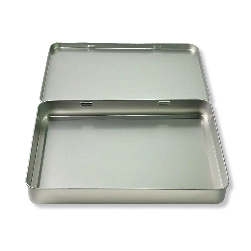 Customised factory wholesale big rectangle metal tin box with hinged flip lid for storage solution - 이미지 2